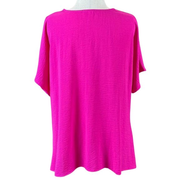 CHIC SOUL HOT PINK SHORT SLEEVE BLOUSE, SIZE 2X - Picture 3 of 4